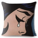 Axyaa Pop Art Crying Girl Cushion Cover 45x45cm