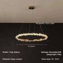 Axyaa Crystal Dimmable Pendant Light: Modern Lustre Circle Hanging Lamp, Gold Finish.