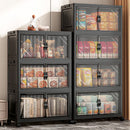 Axyaa Foldable Multi-Layer Storage Box with Double Doors: Organize Drinks, Snacks, Toys, and Daily Items