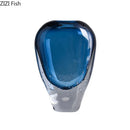 Axyaa Navy Blue Bubble Glass Vase for Table Decoration and Floral Arrangement