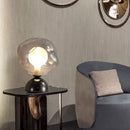 Axyaa Gray Glass Table Light Metal Base G9 Bulb - Modern Small Lamp for Bedroom & Living Room