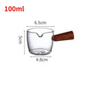 Axyaa Glass Espresso Measuring Cup with Wood Handle and Milk Jug