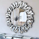 Axyaa 79cm Round Beveled Frame Wall Mirror Home Art Decor for Bathroom Bedroom