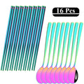 Axyaa 16-Piece Rainbow Stainless Steel Tableware Set with Dinner Spoons, Chopsticks, and Cutlery