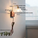 Axyaa Clear Glass LED Wall Light Fixture Walnut Bedside Lamp