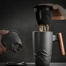 Axyaa Ceramic Filter Tea Cup with Lid, Handmade Kung Fu Mug Set