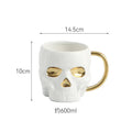 Axyaa Skull Ceramic Mug Gold Plated Large Capacity Breakfast Milk Wine Glass