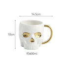 Axyaa Skull Ceramic Mug Gold Plated Large Capacity Breakfast Milk Wine Glass