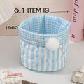Axyaa Quilted Cotton Bow Organizer Box: High-capacity Round Storage Frame