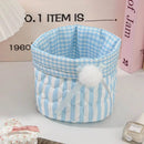 Axyaa Quilted Cotton Bow Organizer Box: High-capacity Round Storage Frame