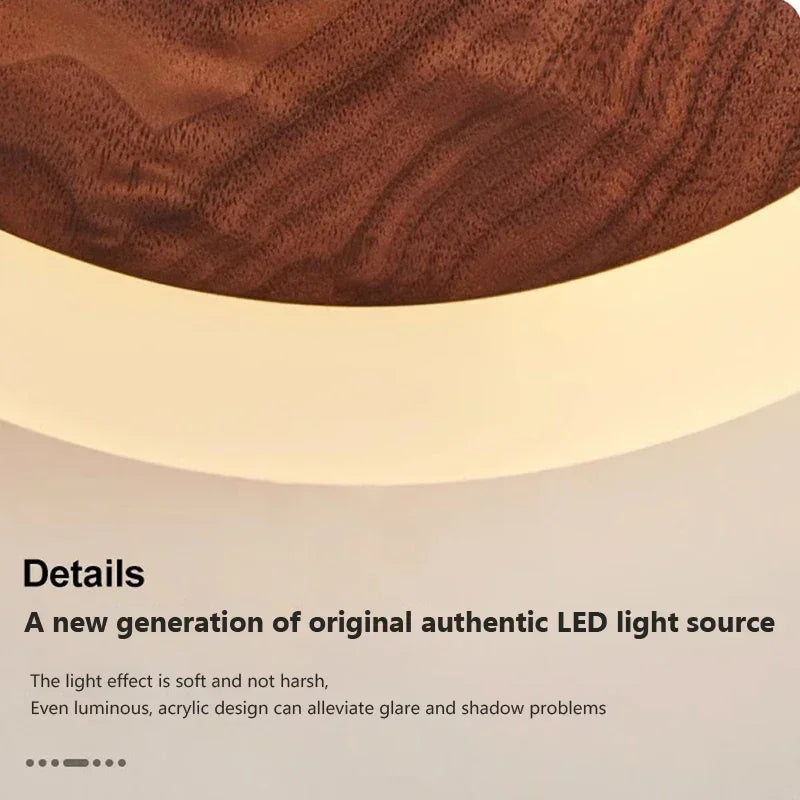 Axya Nordic Walnut LED Wall Light for Modern Indoor Home Decor Lighting