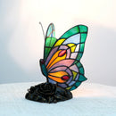 Mediterranean Butterfly Stained Glass Table Lamp by Axyaa for Vintage Living Room