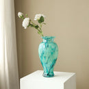 Axyaa Blue Glass Vase: Elegant Tabletop Hydroponic Decor for Home, Hotel, or Office