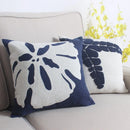 Axyaa Navy Starfish Shell Embroidered Cotton Pillow Cover 45x45cm