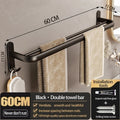 Axyaa Black Aluminum Towel Rack Holder 60CM with Hook and Tissue Holder