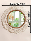 Axyaa Macrame Round Mirror | Boho Aesthetic Room Decor for Bedroom & Living Room