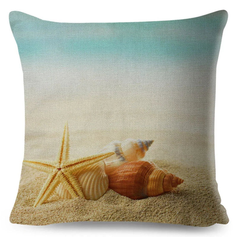 Axyaa Starfish Print Linen Pillowcase for Home & Car Decor