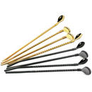 Axyaa Stainless Steel Straw Spoon Set - Reusable Metal With Brush for Drinking