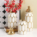 Axyaa European Gold Luxury Ceramic Vase General's Jar Ornament Art Craft Decor