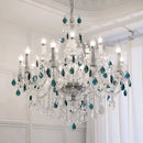 Axyaa French Blue Crystal Chandelier: Luxury Glass E14 Pendant Light, Romantic Living Room Decor