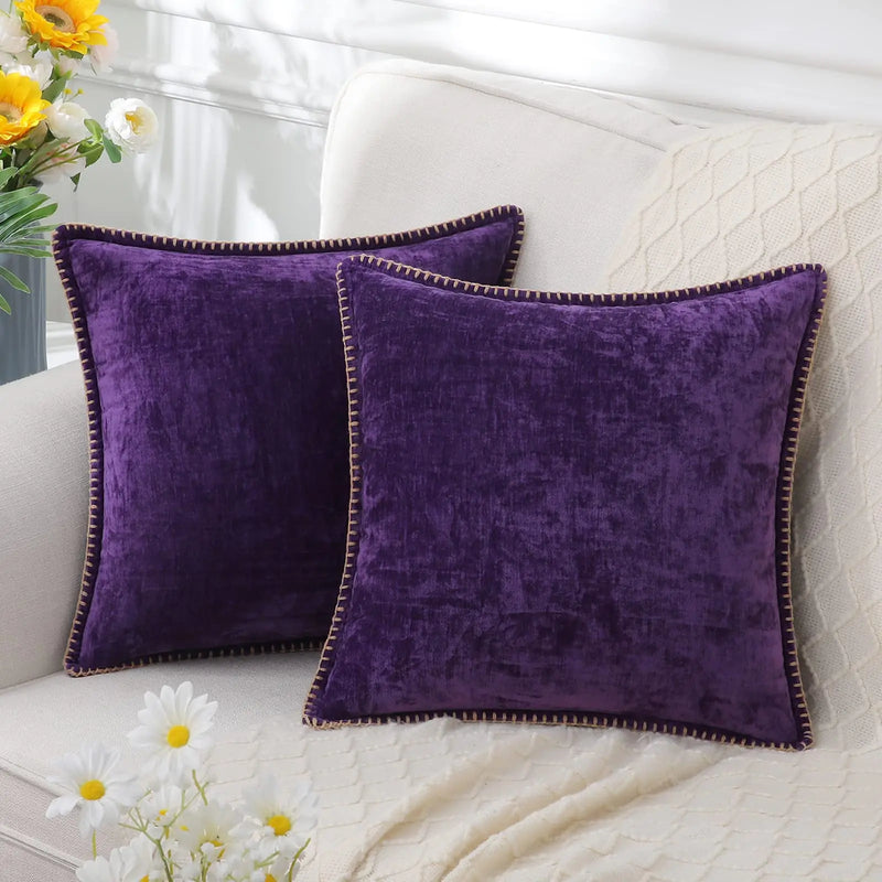 Axyaa Chenille Cushion Cover: Soft Luxury Decorative Pillow Case for Living Room