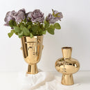 Axyaa Gold Ceramic Vase: Modern Living Room Decor, Dining Table Centerpiece
