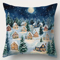 Axyaa Snowy Village & Christmas Tree Pillow Covers - Sofa Bedroom Car Cushion Cover
