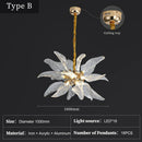 Axyaa Retro Luxury Leaf Chandelier Home Decor - Designer Bedroom Living Dining Room Pendant Light