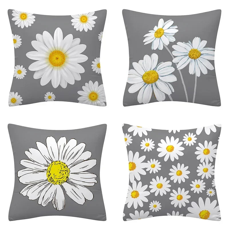 Flower Letter Print Cushion Cover for Stylish Home Decor by Axyaa