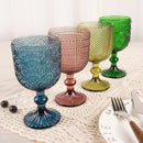 Axyaa Spiral Floral Embossed Goblet Set - 300ml Vintage Wine Glasses Cozy Collection