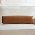 Axyaa Velvet Bolster Pillow - Corded Edge, Removable Cover - Cylindrical Neck Roll - 17.5x56cm