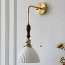 Axyaa Walnut Wood LED Wall Sconce Pull Chain Switch Stair Light Fixtures