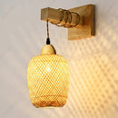 Axyaa LED Rattan Bamboo Wall Lamp for Living Room, Bedroom, and Corridor