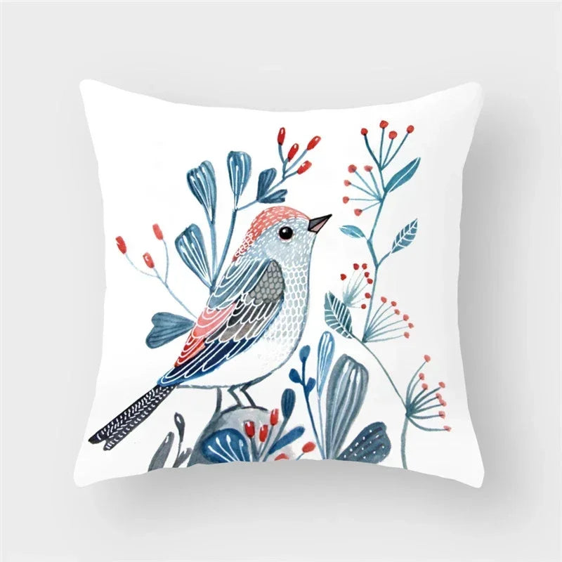 Axyaa Decorative Cushion Cover Throw Pillow 45*45 Sofa Flower Bird Animal Pillowcase