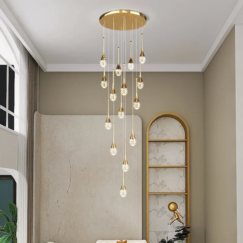 Axyaa Deluxe Crystal Chandelier - Modern Design for Living, Dining, Bedroom & Stairwell