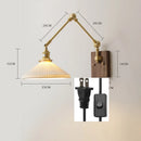 Axyaa Copper Swing LED Wall Light with Pull Chain Switch, Wide Rotation, Walnut Canopy