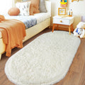 Axyaa Fluffy Plush Tie Dye Gray Oval Carpet - Bedroom & Living Room Home Decoration Rug