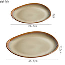 Axyaa Ceramic Plate Set: Irregular Kiln Steak Dessert Salad Snack Artistic Conception Tableware