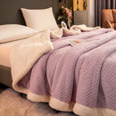 Axyaa Velvet Jacquard Double Layer Blanket Queen Size Warm Plush Bed Throw