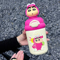 Axyaa Cartoon Thermos Bottle: Stainless Steel Insulated Vacuum Cup with Straw for Kids.