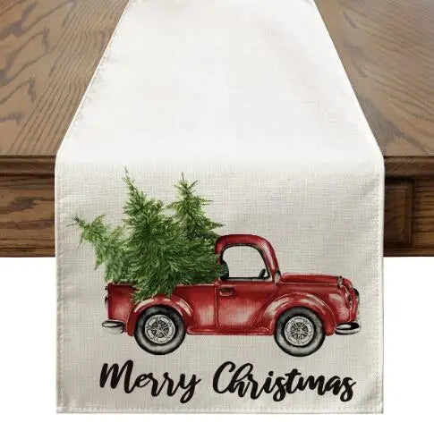 Christmas Tree Printed Table Runner by Axyaa: Festive Home Party Decor