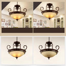 Axyaa Retro Metal Glass Ceiling Light Chandelier for European Living Room