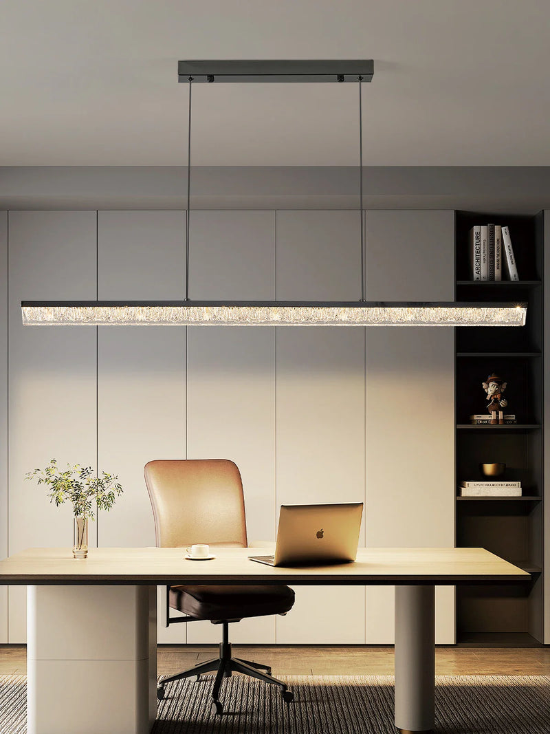 Axyaa Black Linear Glass Chandelier for Dining Room and Kitchen Island