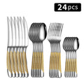 Axyaa 24pc Stainless Steel Tableware Set for Family Dining