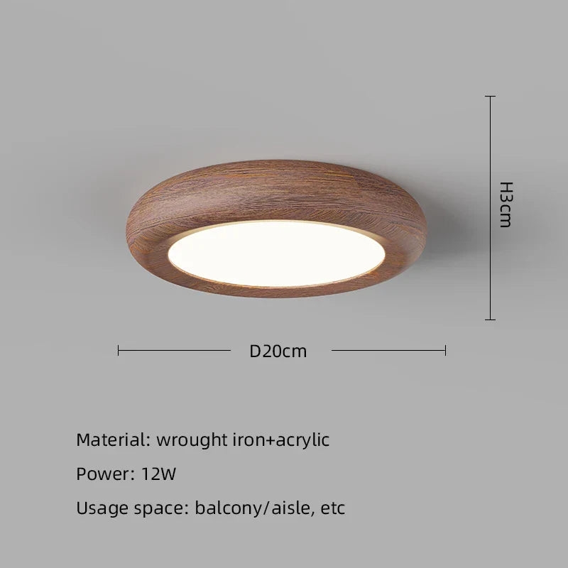 Axyaa Wood Grain LED Ceiling Lamp Modern Nordic Home Decor Bedroom Pendant Light
