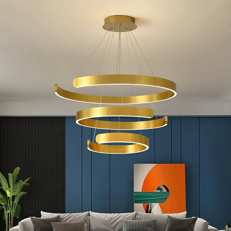 Axyaa Circular C-shaped Pendant Light for Modern Living Room & Dining Room