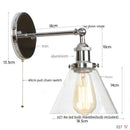 Axyaa Clear Glass Iron LED Wall Lamp Stair Light Fixture Vintage Industrial Plug-In Bedside