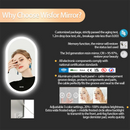 Axyaa Oval LED Bathroom Mirror Smart Dimmable 3 Colors Anti-Fog IP65 Large Mirror