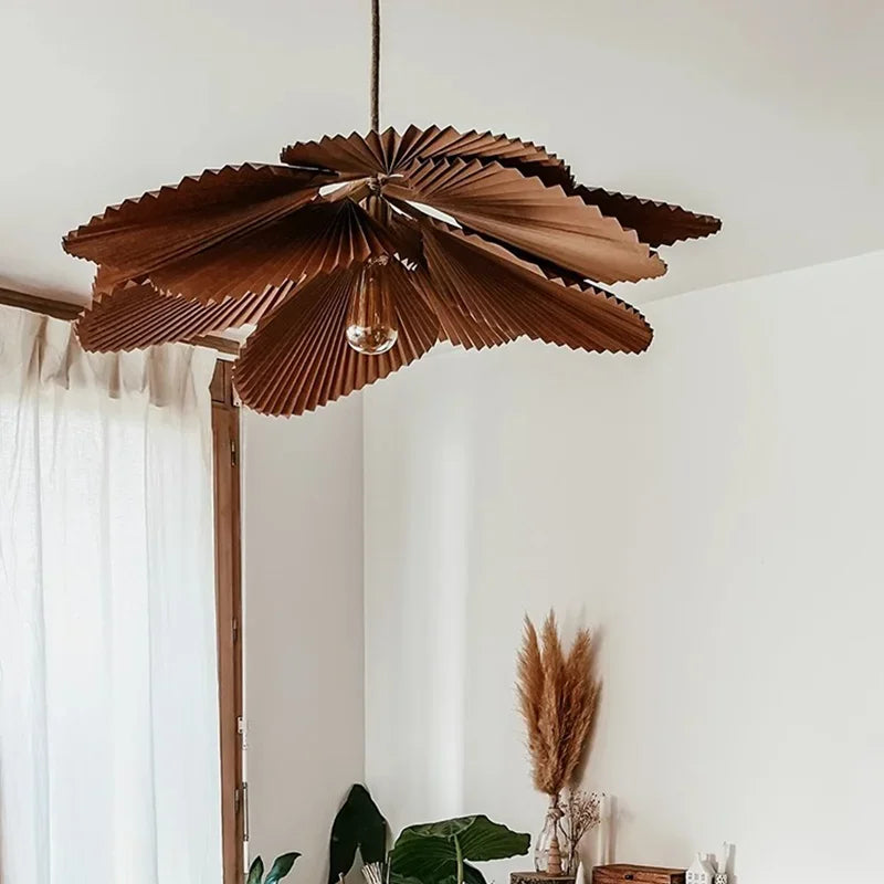 Axyaa Wabi-sabi Paper LED Ceiling Chandelier Retro Home Decor Petal Ceiling Lamp