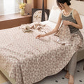 Axyaa Cotton Throw Blanket: Breathable Summer Comforter Quilt, Letter Leaf Design.